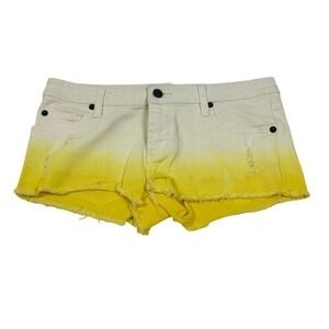RVCA Yellow Ombre Denim Micro Shorts Y2K Low Rise Beachy Surf Dip Dye